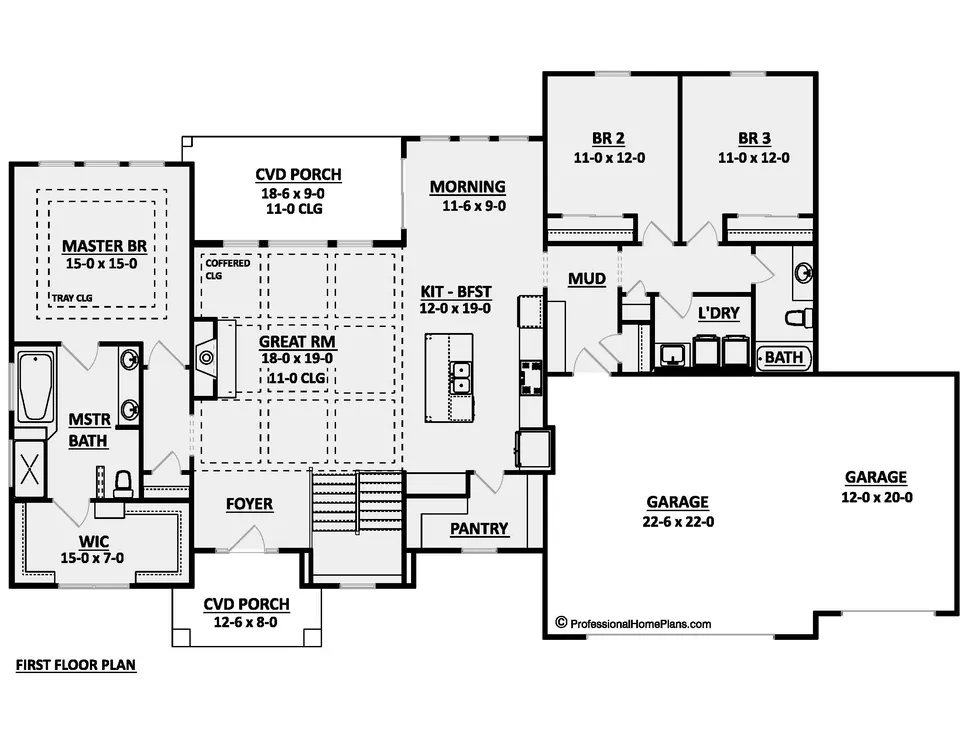 The Riverbend main level floor plan